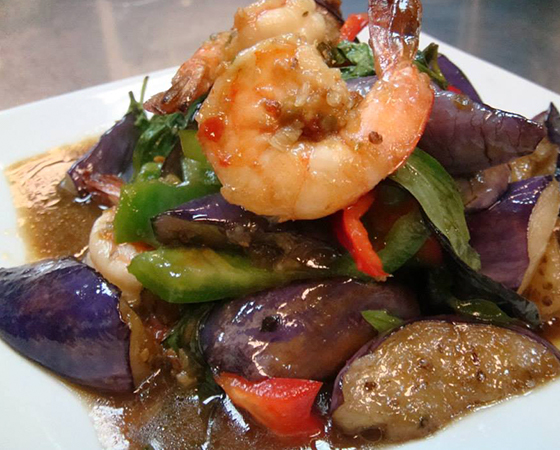 Image: Goong Pad Eggplant Basil
